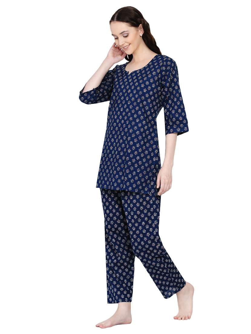 round neck printed nightwear pajama set  - 18005550 -  Standard Image - 1
