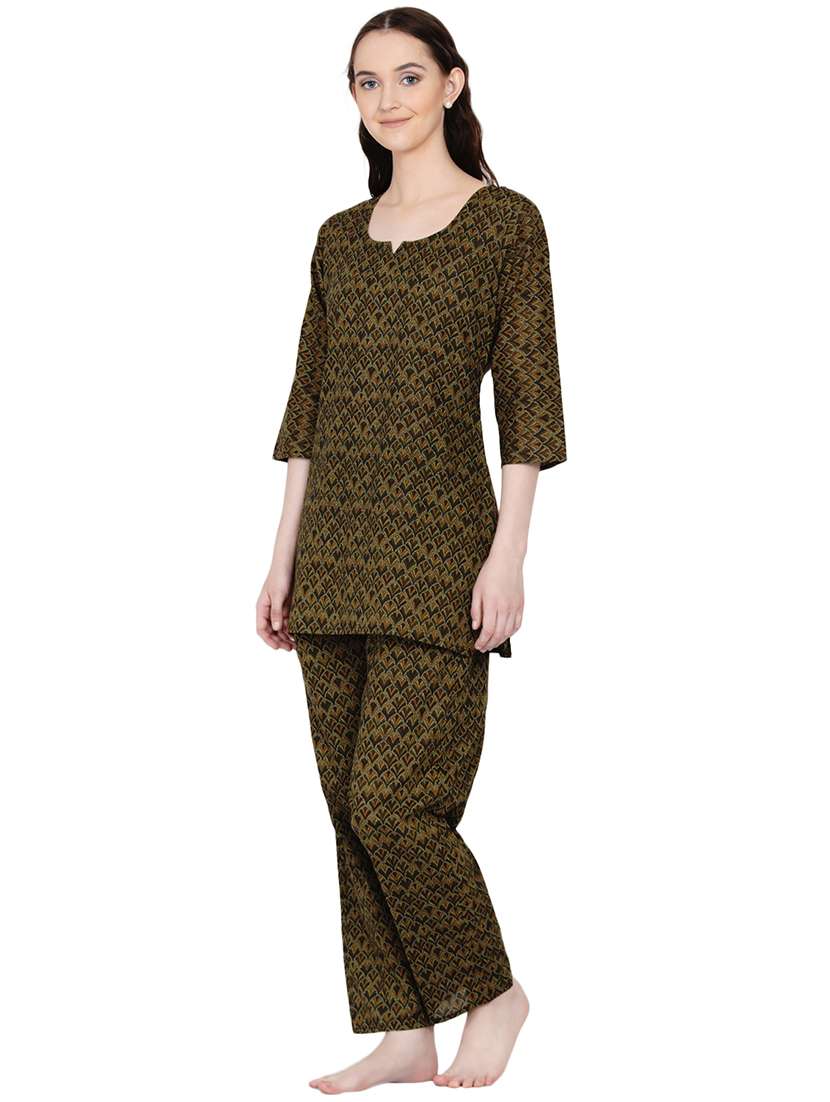 round neck printed nightwear pajama set  - 18005554 -  Standard Image - 1