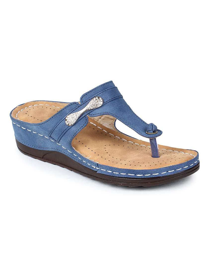 blue t-strap wedge - 18005801 -  Standard Image - 1