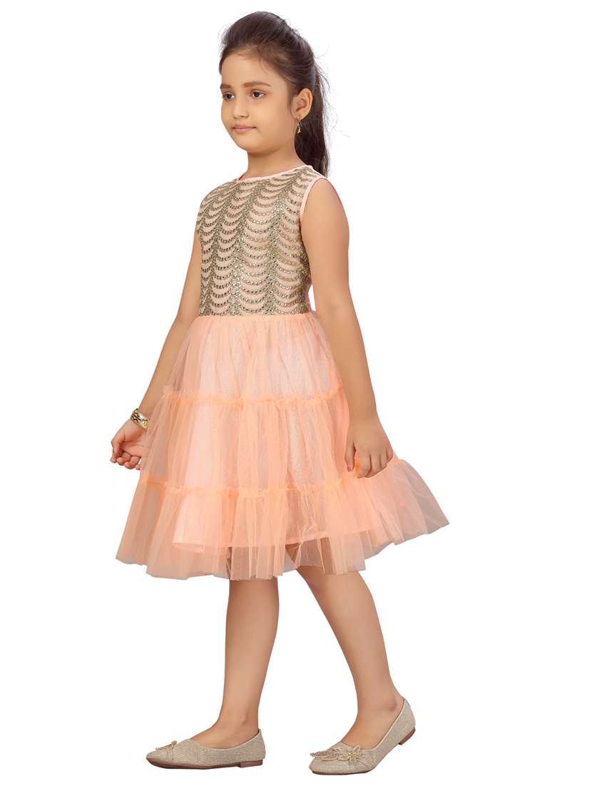 orange net frock - 18005857 - Standard Image - 1