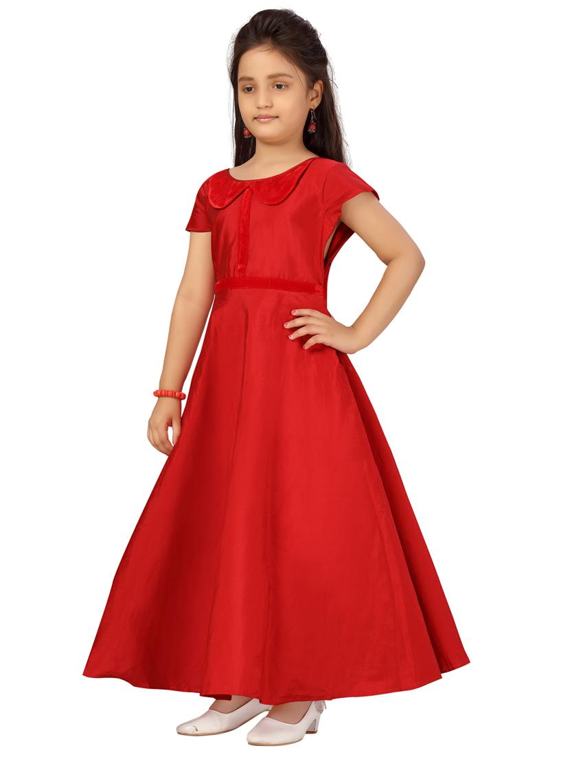red solid party gown - 18005944 - Standard Image - 1