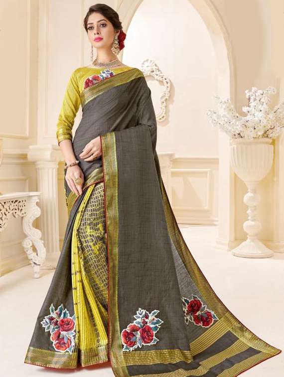 floral printed saree with blouse