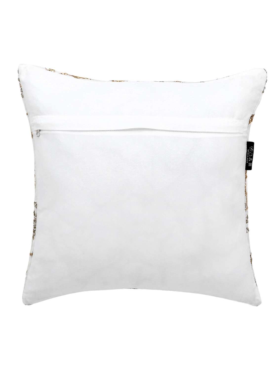 mezposh dazzle white and gold faux silk embellished hand embroidery floral cushion cover (16x16 inch) set of 2 - 18007153 - Standard Image - 4