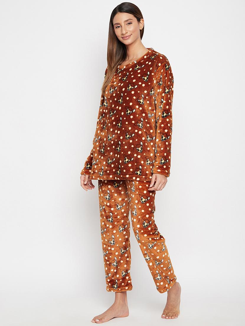 round neck printed nightwear pajama set - 18007188 - Standard Image - 1