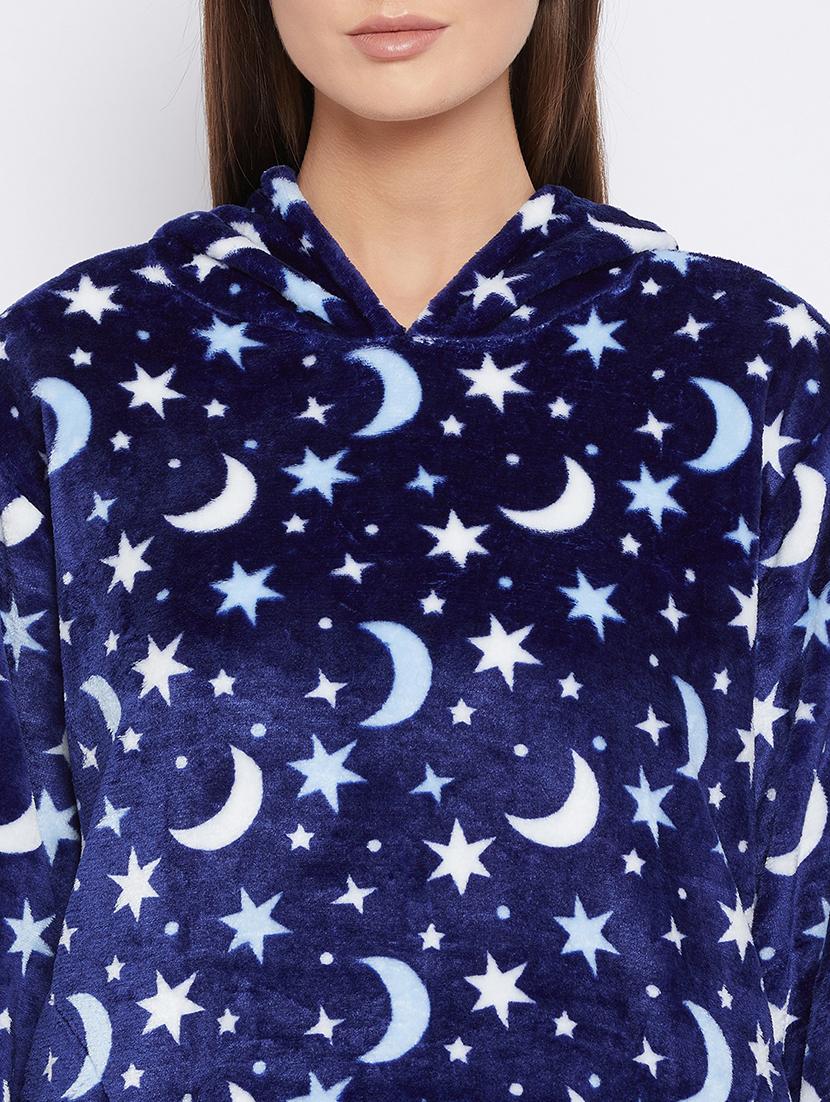 hooded neck printed nightwear pajama set - 18007196 - Standard Image - 4