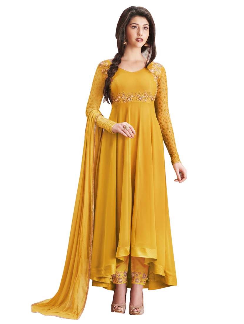 embroidered unstitched anarkali suit set