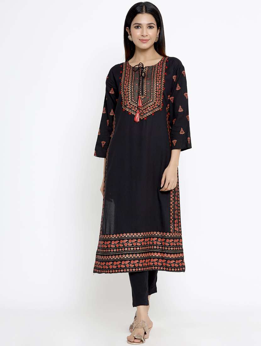 printed straight kurta