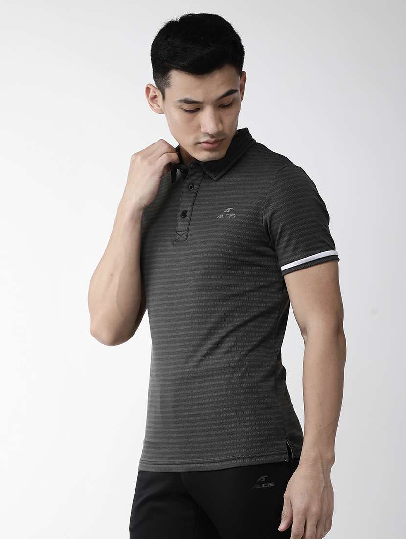 black striped polo t-shirt - 18009821 -  Standard Image - 1