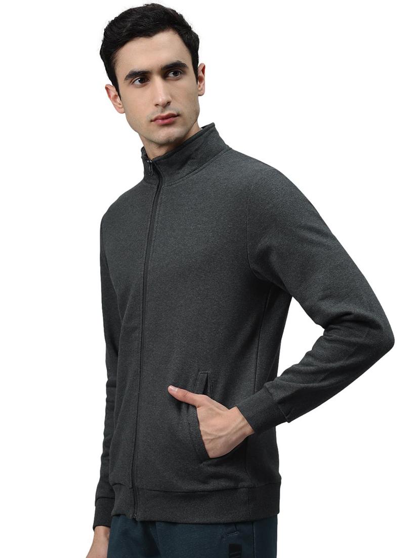 grey solid sweatshirt - 18009882 -  Standard Image - 1