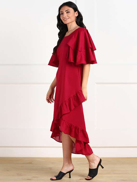 women's ruffle solid dress - 18010948 - Standard Image - 1