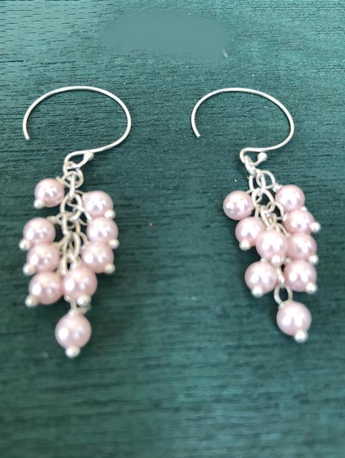 sterling silver and clustered pink pearls earrings - 18010951 - Standard Image - 0