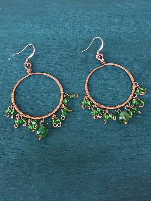 green stone hoop earring - 18010962 - Standard Image - 0