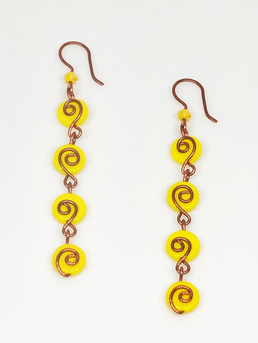 yellow beads drop earring - 18010963 - Zoom Image - 0