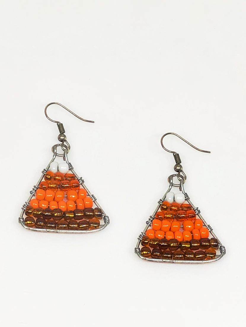 orange beads drop earring - 18010965 -  Zoom Image - 0