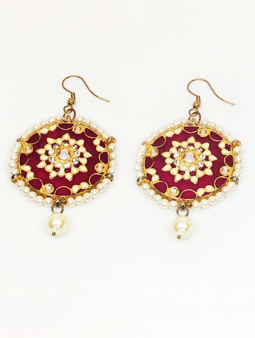 purple meenakari drop earring - 18010970 - Standard Image - 0