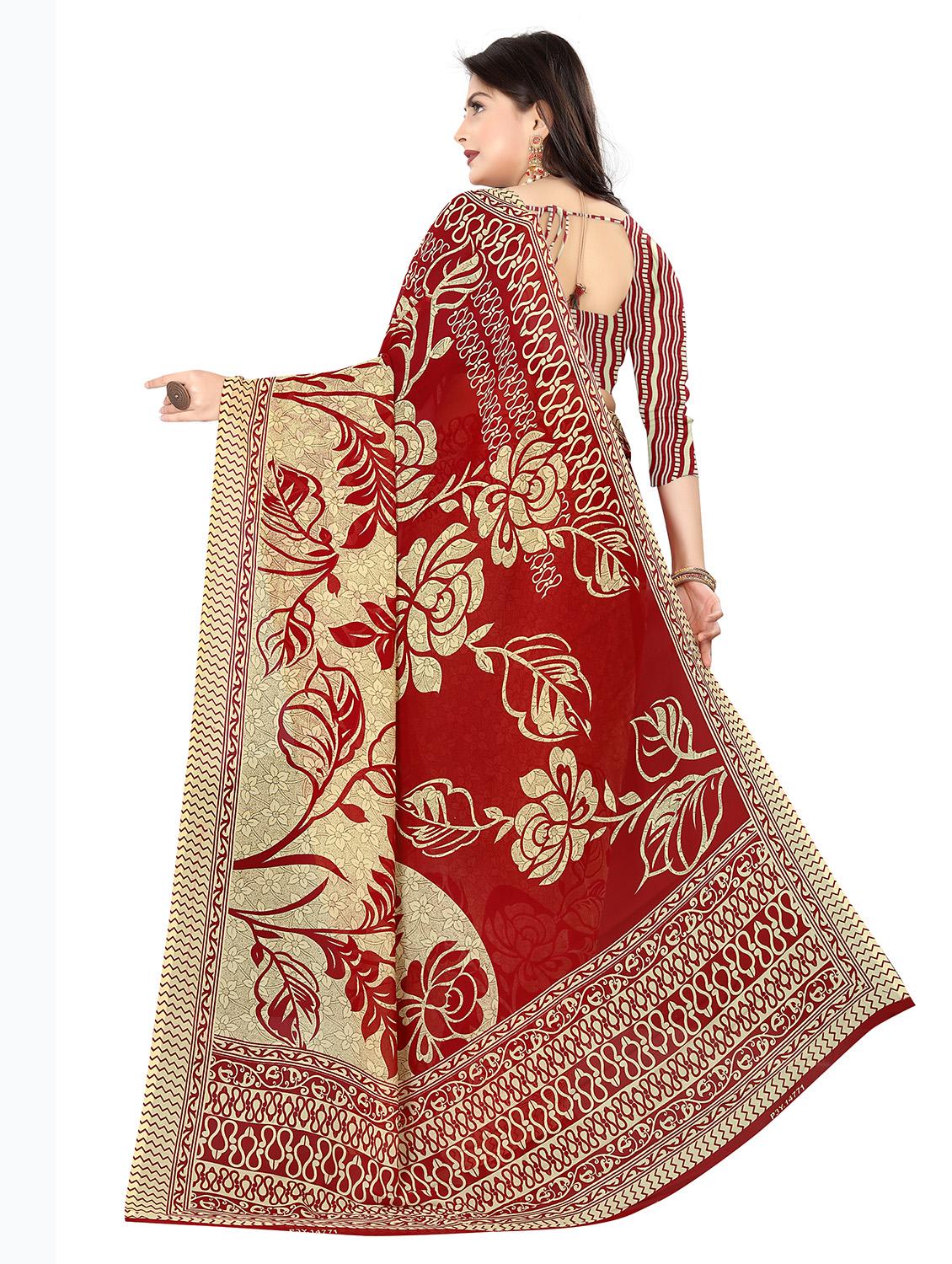floral printed saree with blouse - 18011646 - Standard Image - 1