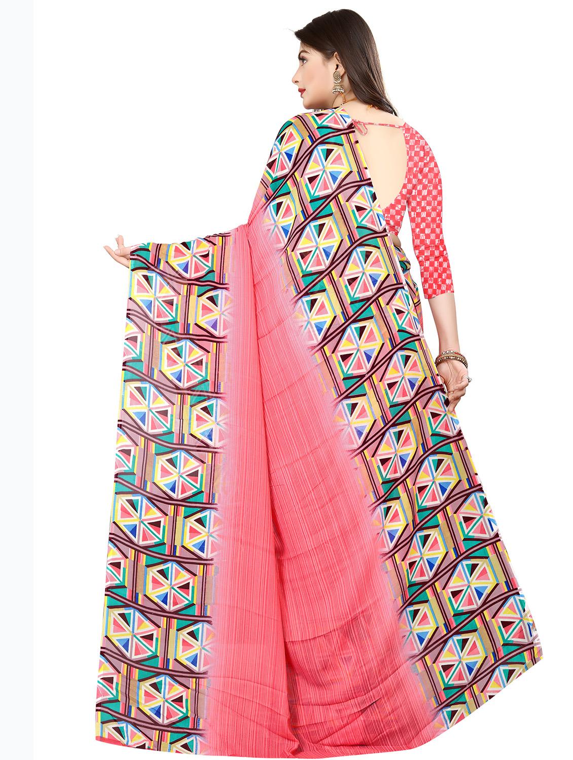 peach georgette printed saree with blouse - 18011690 -  Standard Image - 1