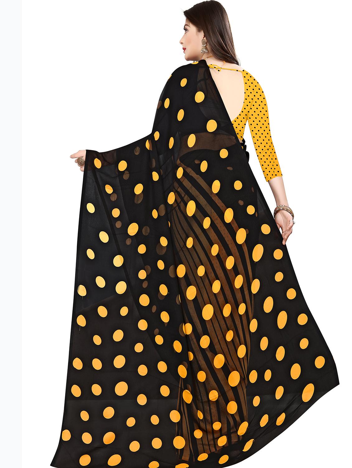 yellow georgette printed saree with blouse - 18011698 - Standard Image - 1