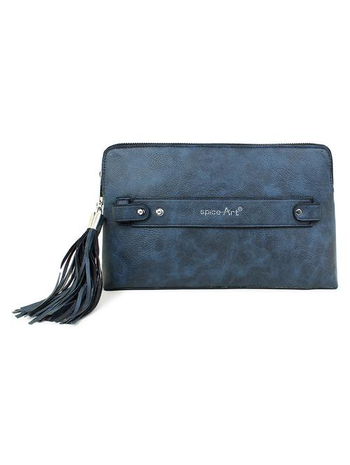 blue leatherette (pu) regular clutch - 18012310 -  Standard Image - 0