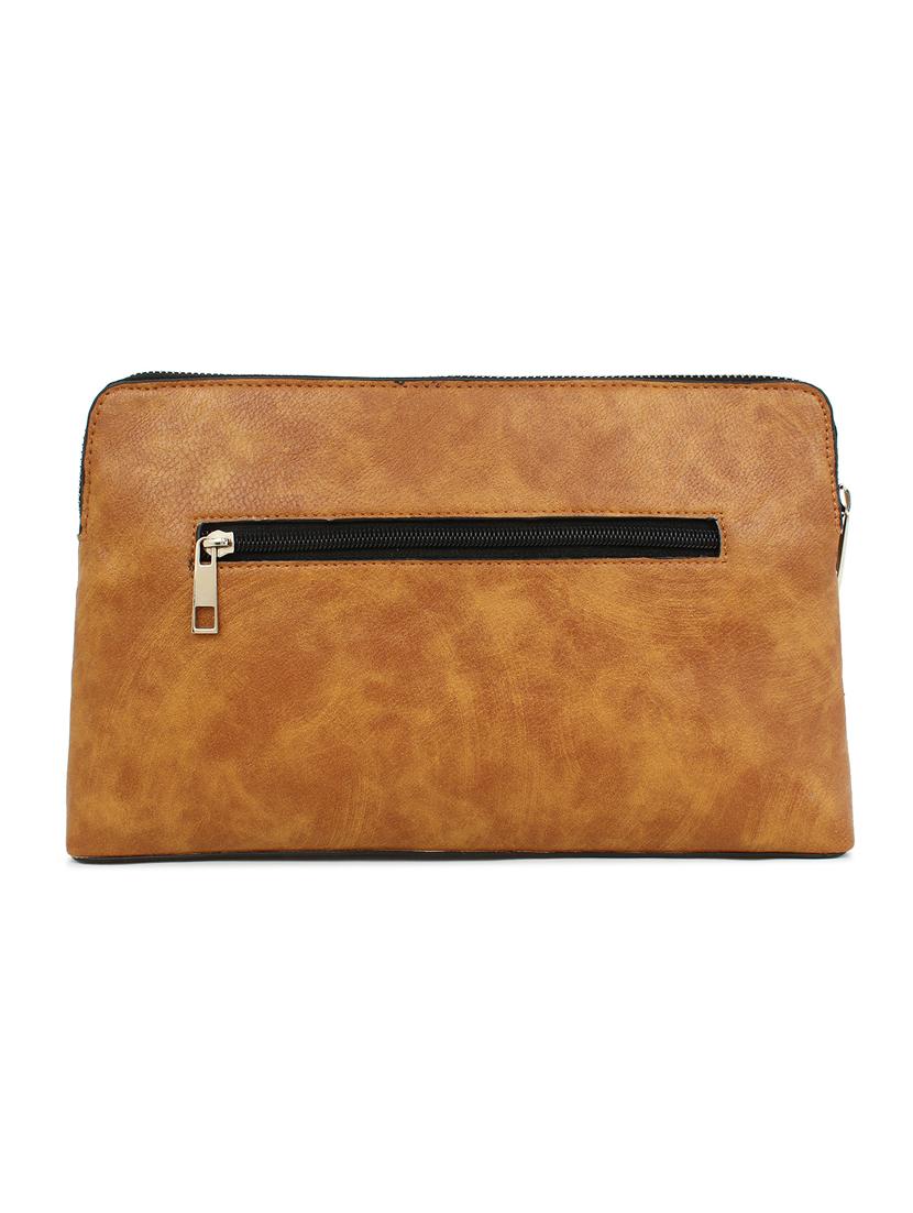 tan leatherette (pu) regular clutch - 18012311 - Standard Image - 1