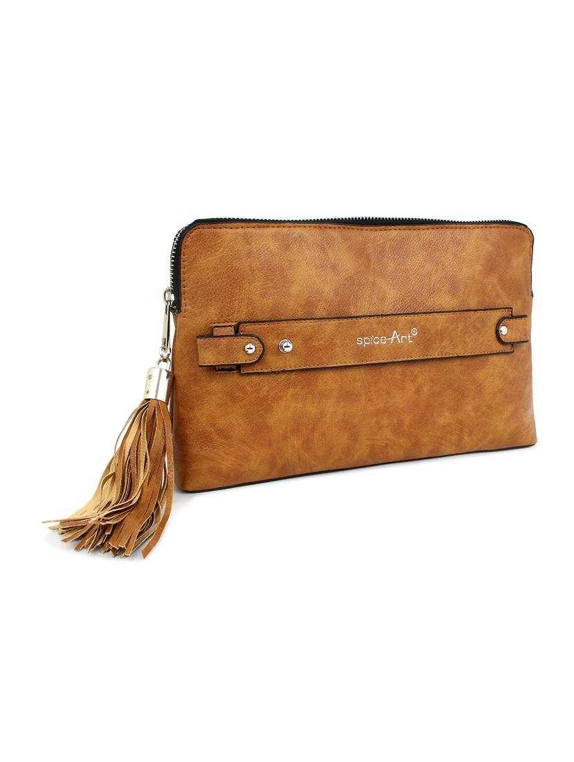 tan leatherette (pu) regular clutch - 18012311 - Standard Image - 4