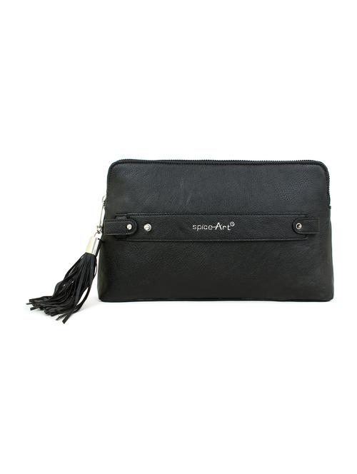 black leatherette (pu) regular clutch - 18012313 -  Standard Image - 0
