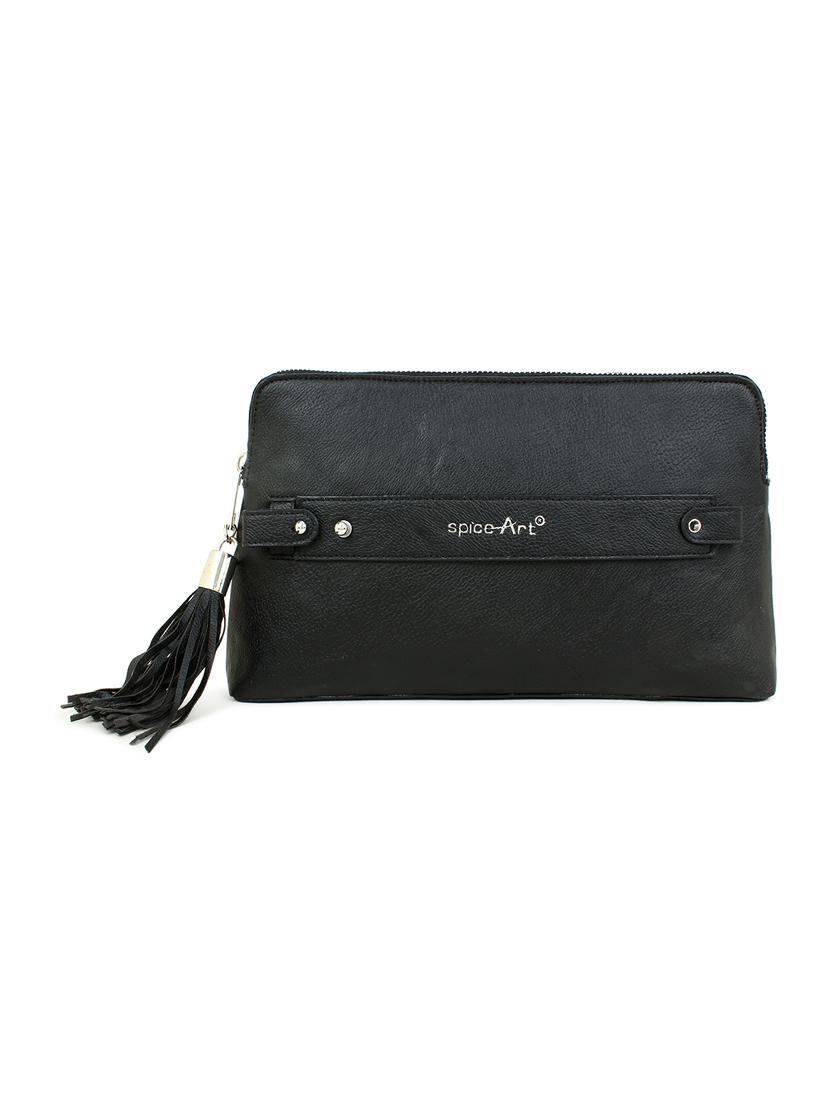 black leatherette (pu) regular clutch - 18012313 -  Zoom Image - 0