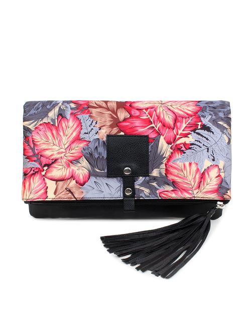 black leatherette (pu) fold over clutch - 18012316 - Standard Image - 0