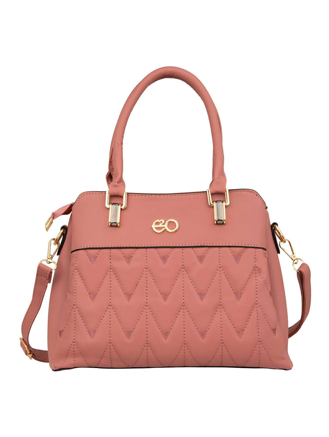 pink leatherette (pu) fashion satchel