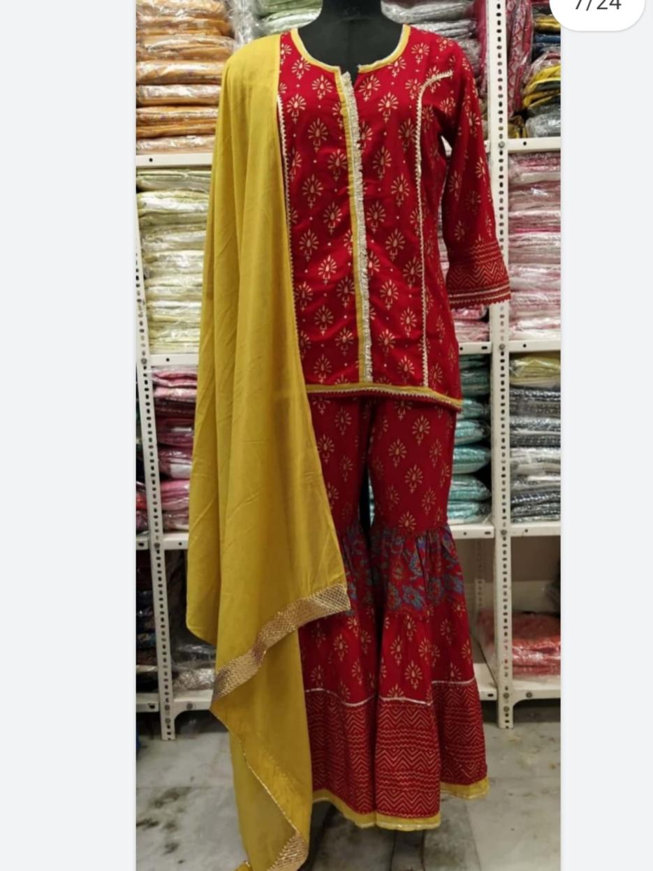kurti+dupatta +palazzo +mask  - 18012785 -  Standard Image - 1