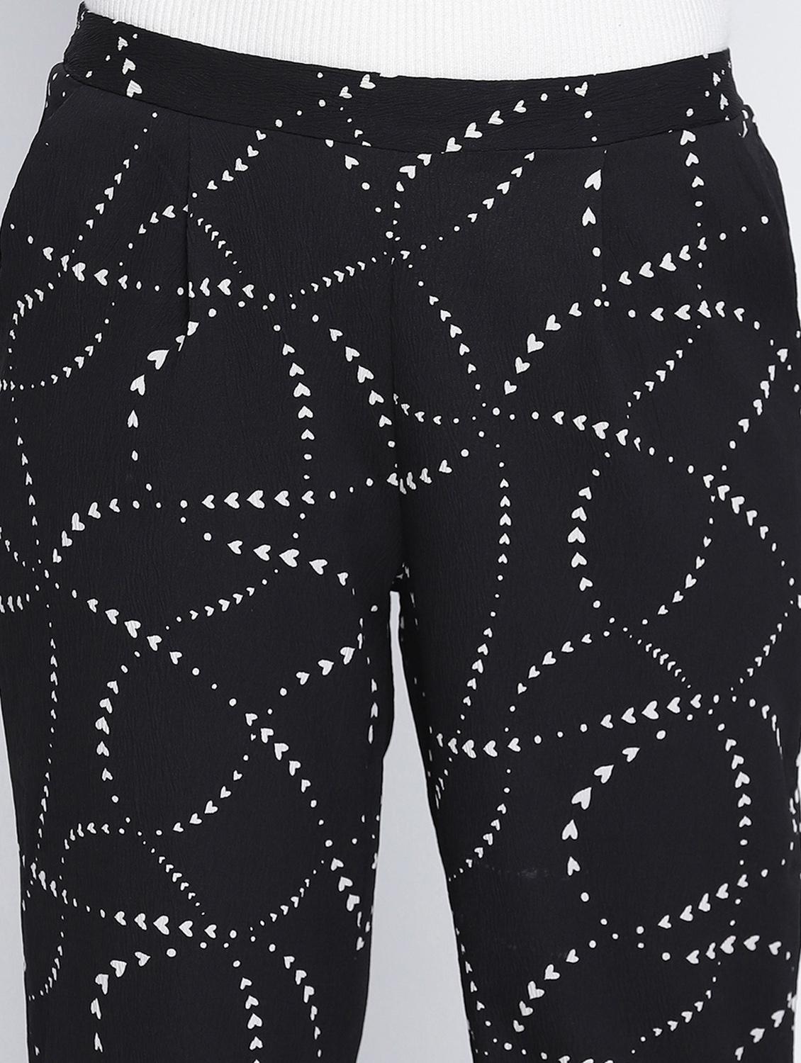 black printed flat front trouser - 18013219 - Standard Image - 4
