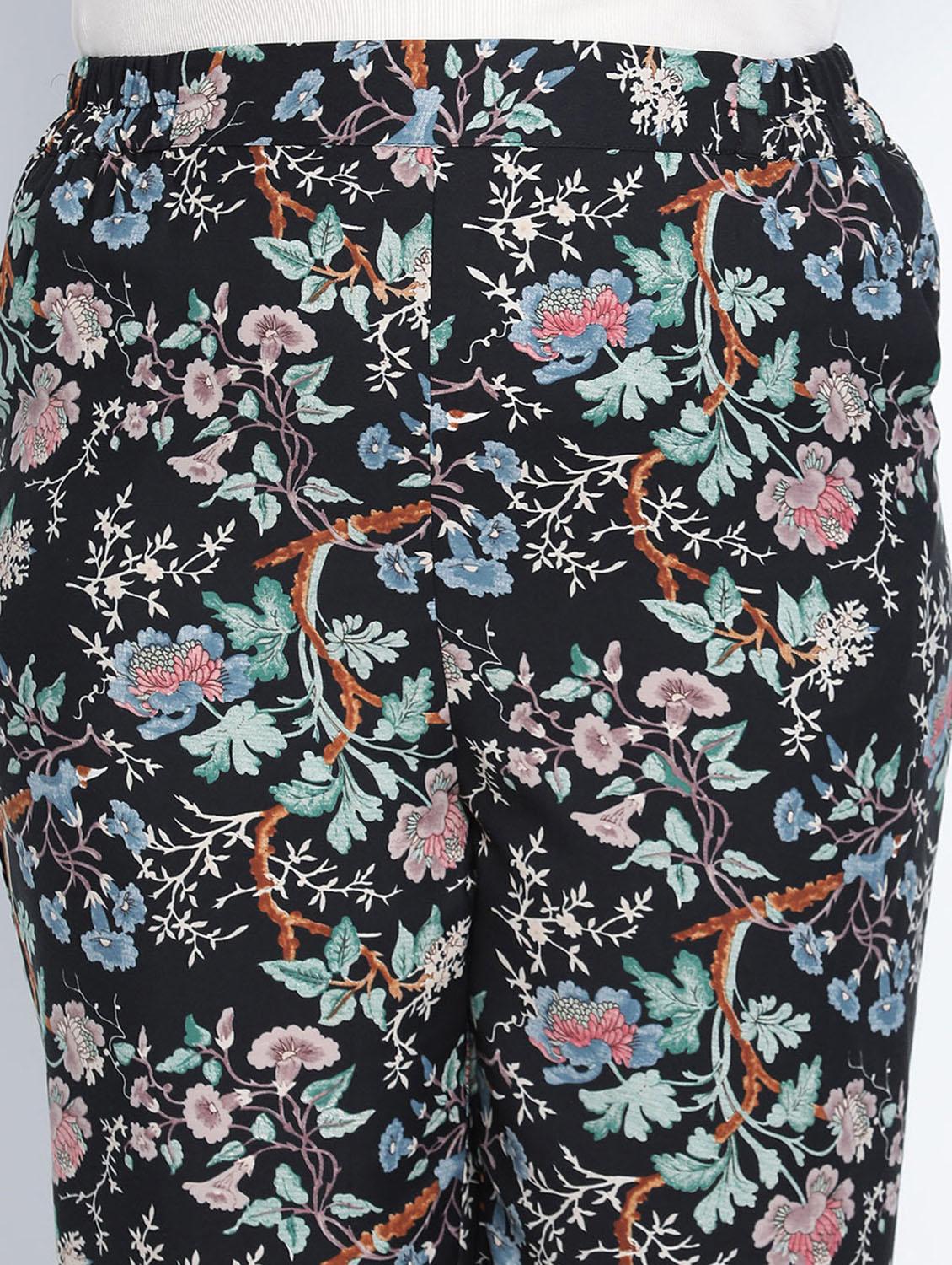 black floral printed plus size trouser - 18013230 - Standard Image - 4