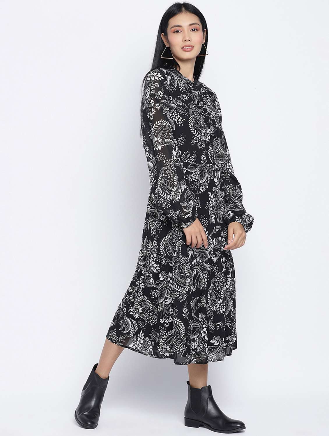 women's tiered dress paisley dress - 18013268 - Standard Image - 1