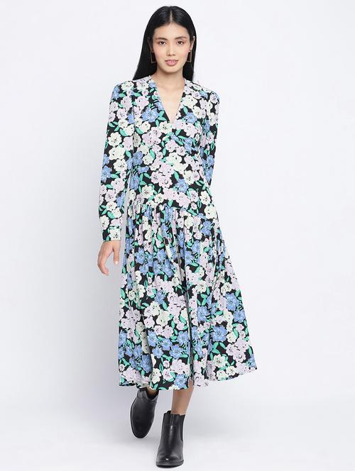 v-neck floral a-line dress - 18013277 -  Standard Image - 0
