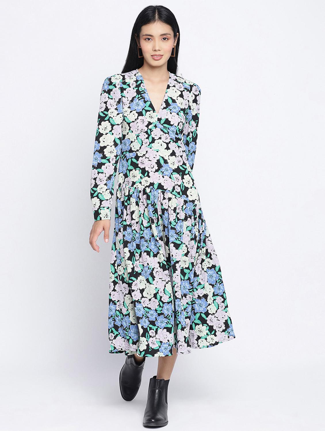 v-neck floral a-line dress - 18013277 -  Zoom Image - 0