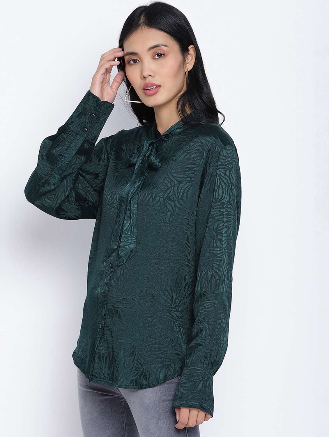 tie up neck printed top  - 18013325 -  Standard Image - 1