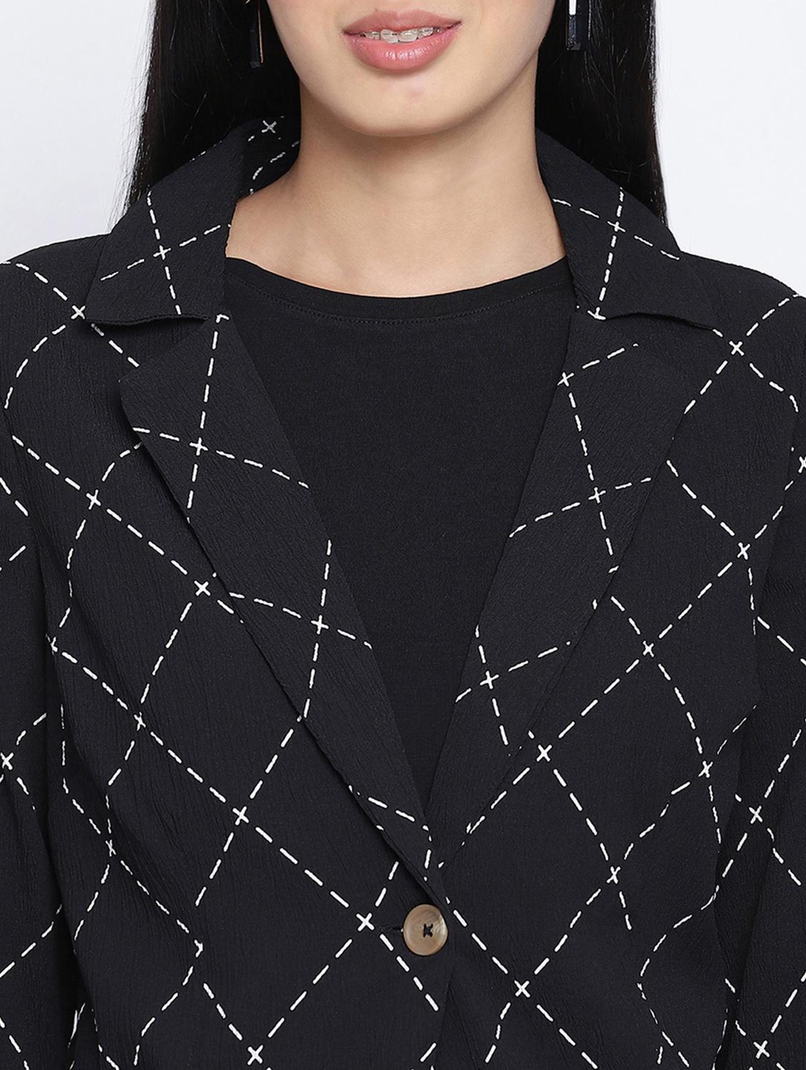 lapel neck checkered blazer - 18013333 - Standard Image - 4