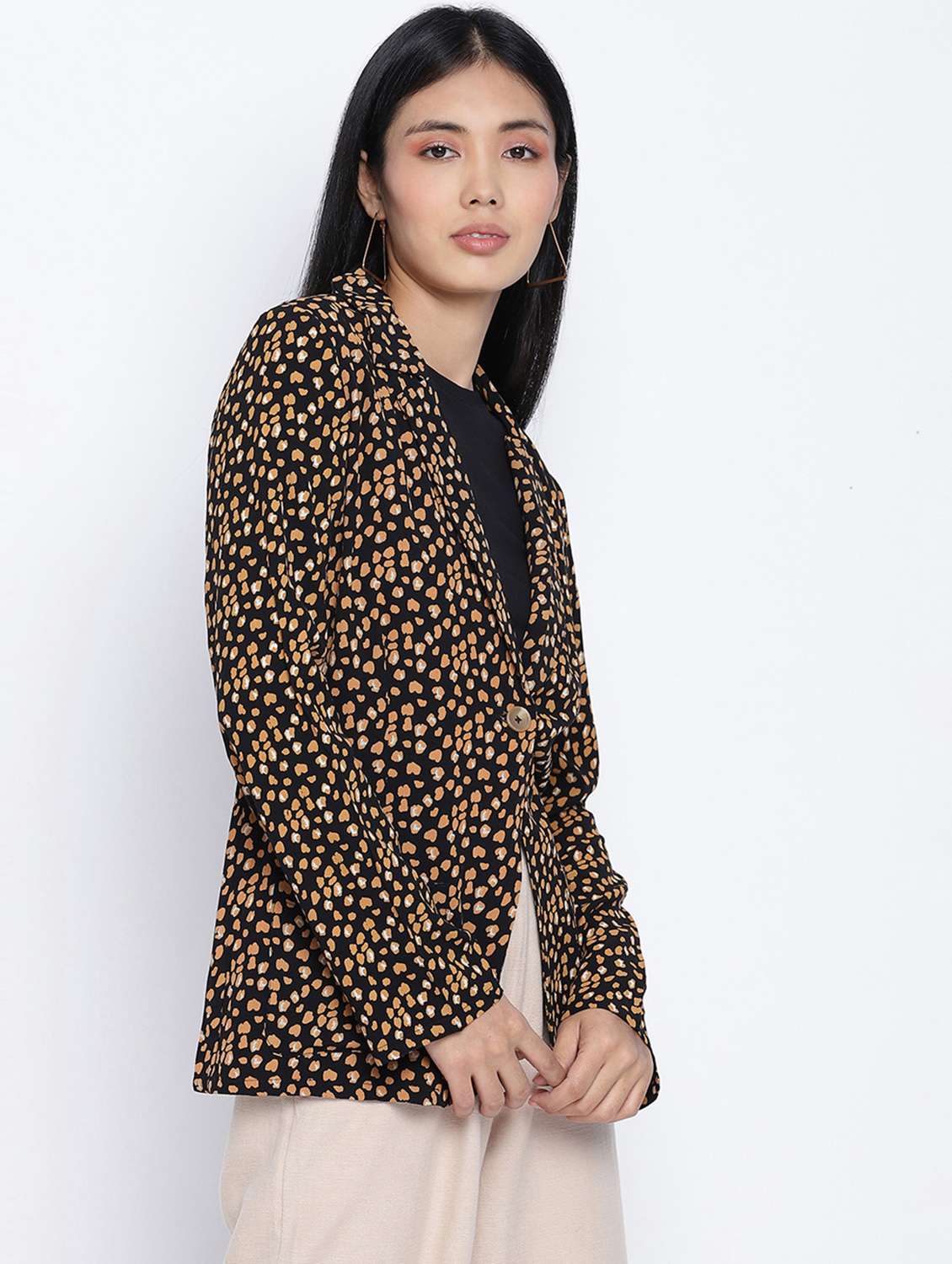 lapel neck printed blazer - 18013335 - Standard Image - 1