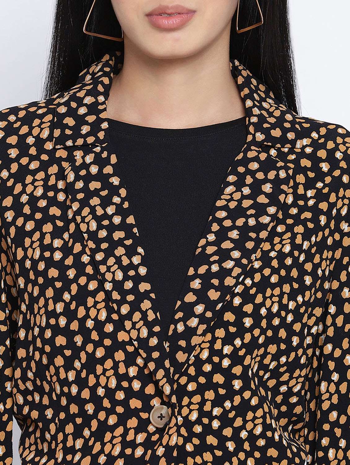 lapel neck printed blazer - 18013335 - Standard Image - 4