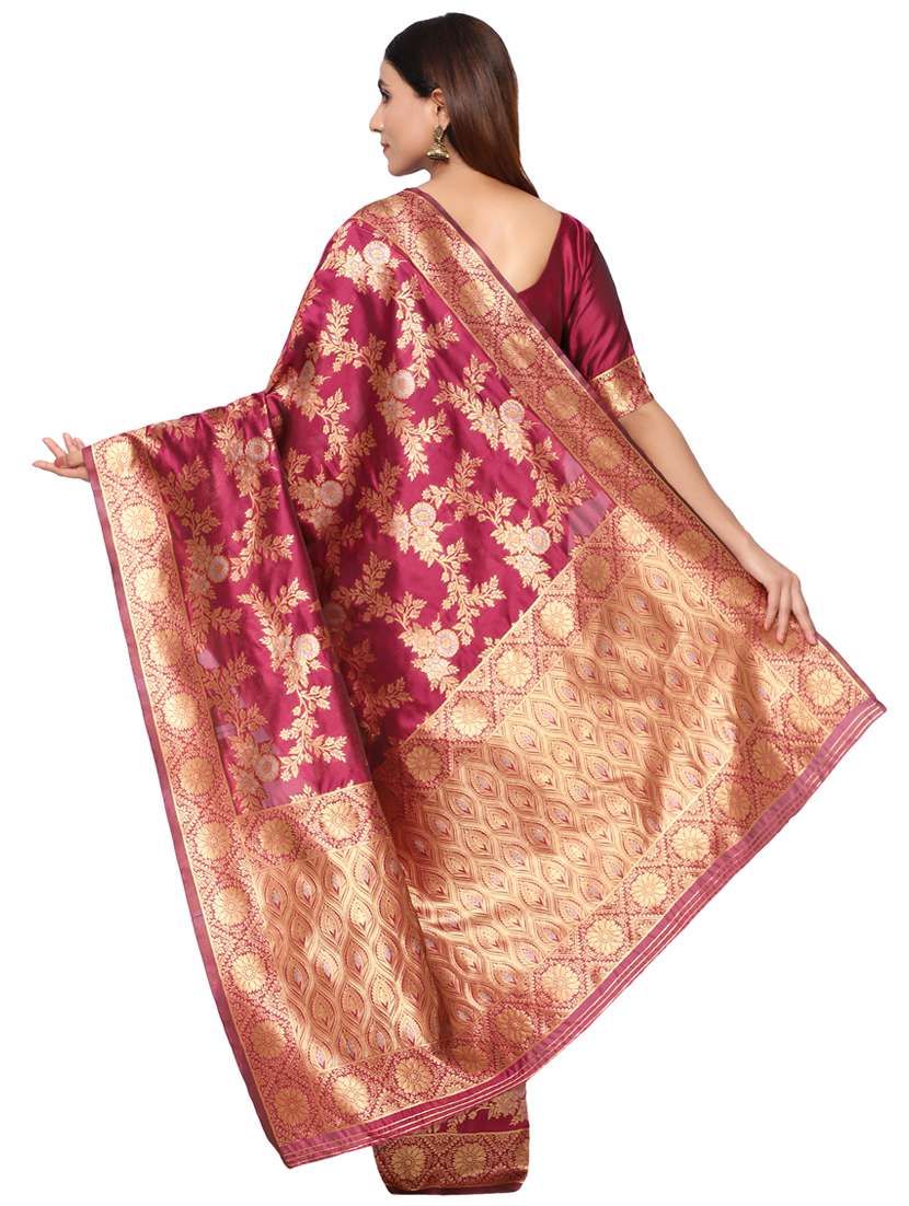 burgundy kanjivaram saree with blouse - 18013608 -  Standard Image - 1