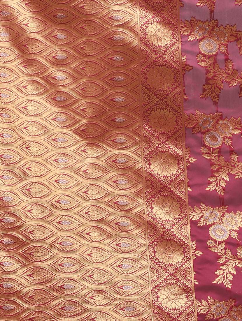 burgundy kanjivaram saree with blouse - 18013608 - Standard Image - 4