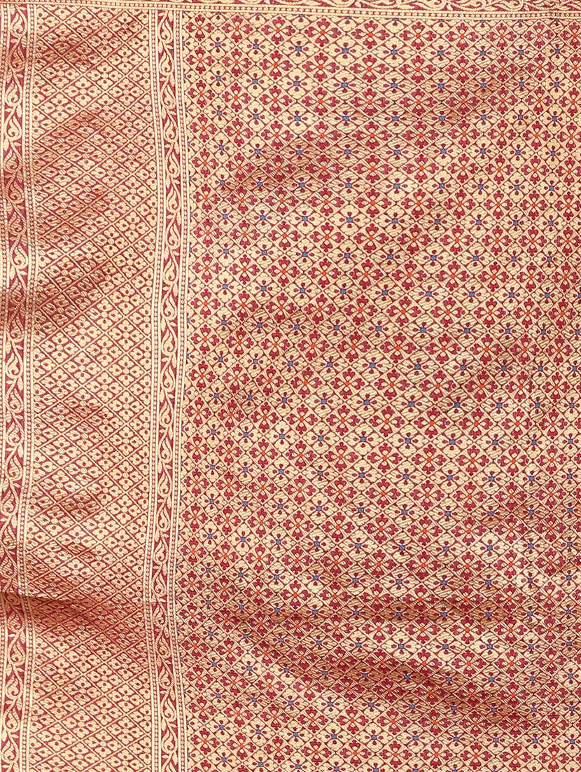 burgundy kanjivaram saree with blouse - 18013609 - Standard Image - 4