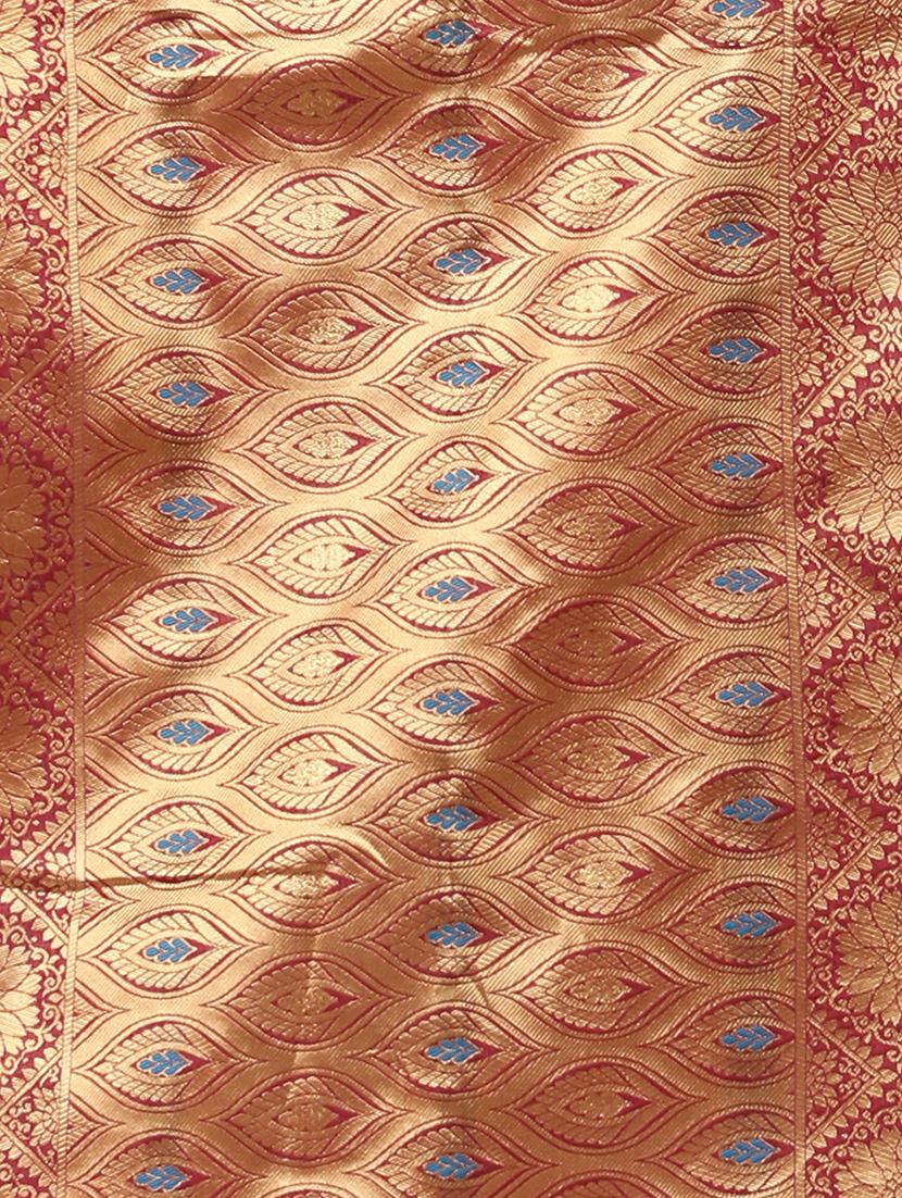 burgundy kanjivaram saree with blouse - 18013611 - Standard Image - 4