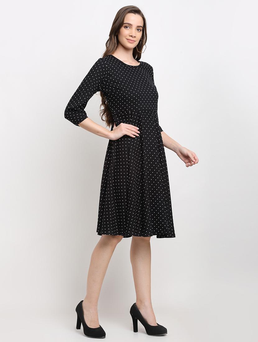 round neck polka dot a-line dress - 18013743 - Standard Image - 1