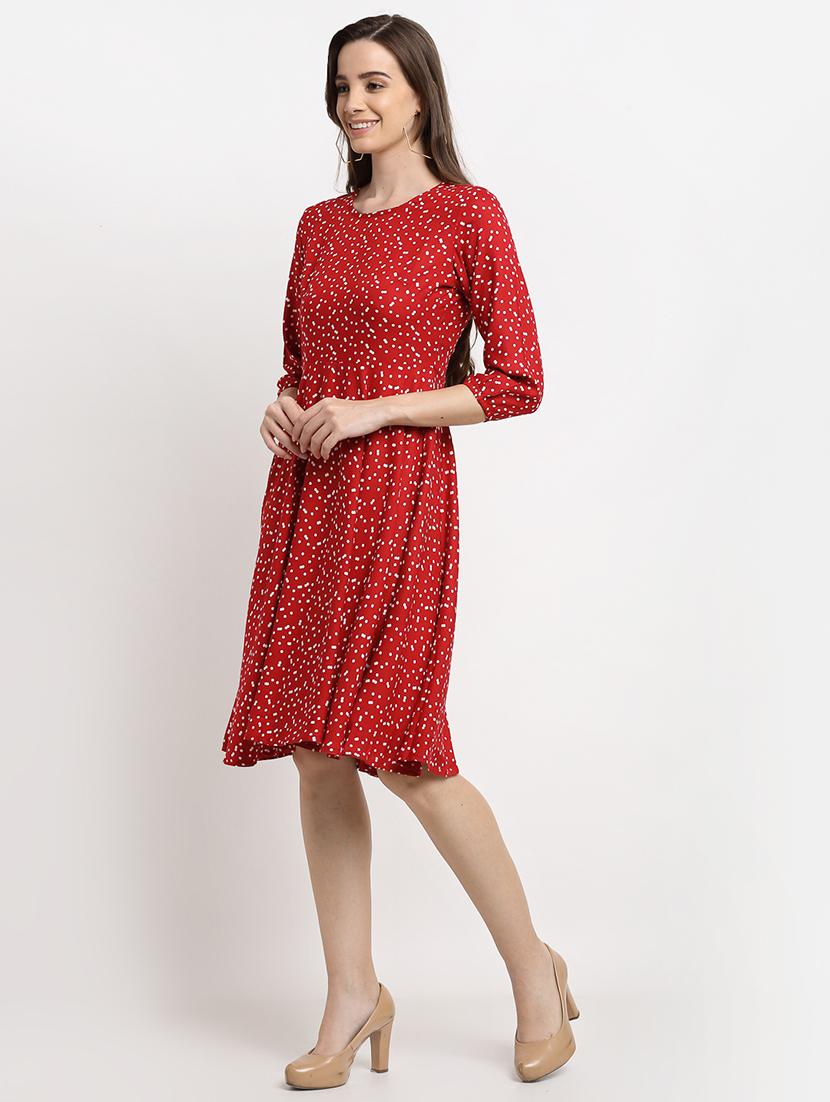 round neck printed a-line dress - 18013745 -  Standard Image - 1