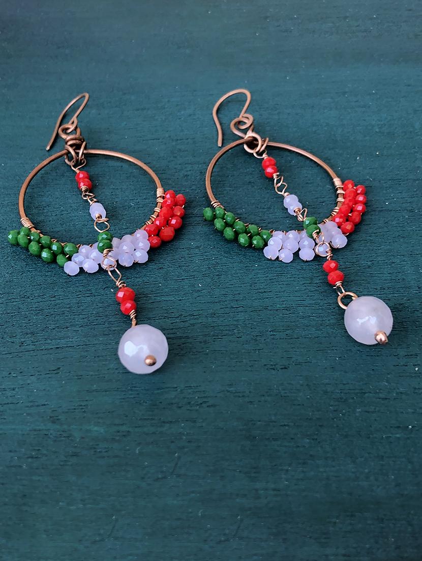 gate stone drop earrings with multicolored crystals - 18013789 - Zoom Image - 0