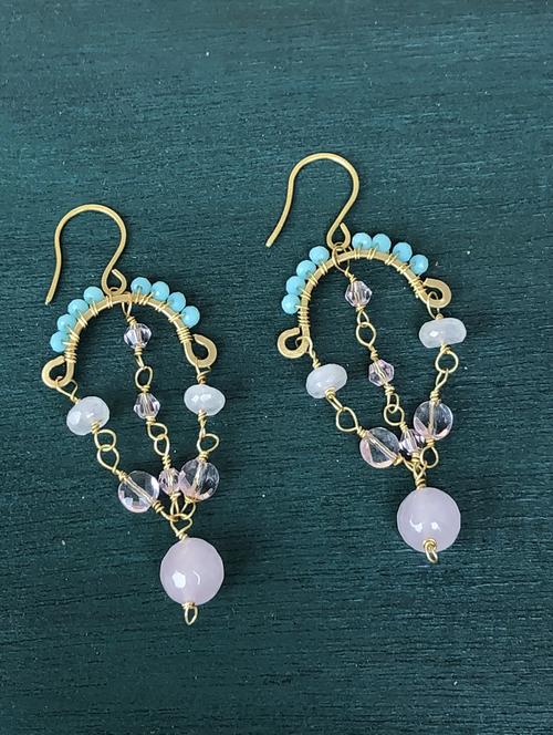 multi colored crystals drop earring - 18013793 - Standard Image - 0