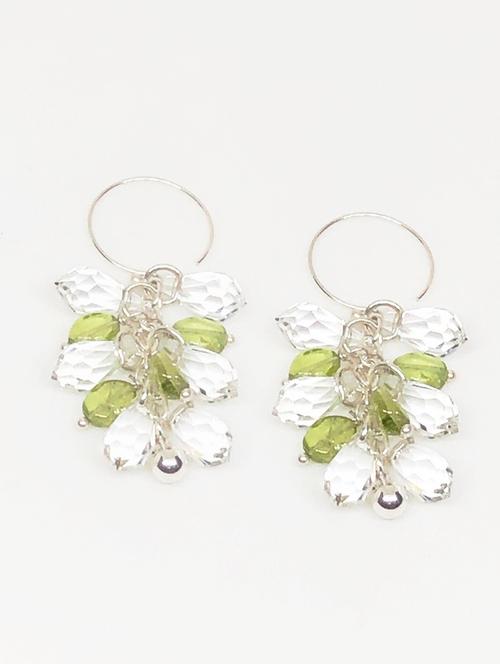 sterling silver drop earrings with peridot stone and crystals - 18013796 - Standard Image - 0
