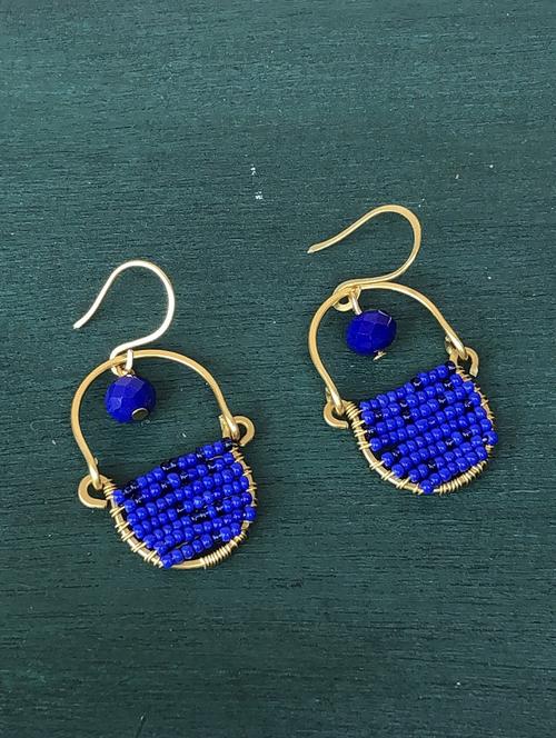 blue brass drop earring - 18013798 - Standard Image - 0