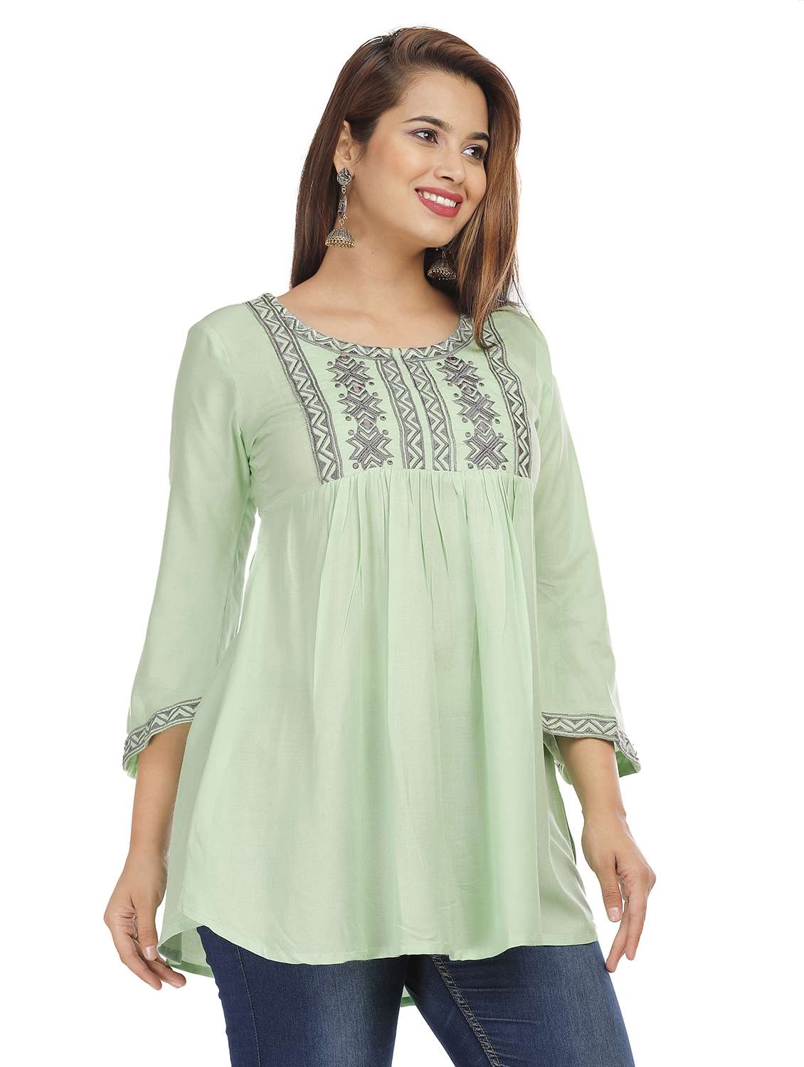 green rayon regular tunic